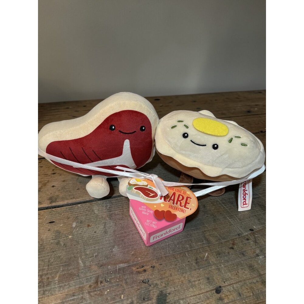 Our Love Is Rare Steak and Potato Plush Set With Gummy Candy Hearts By Frankford